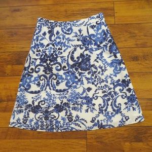 SERRANI  BLUE PRINT COTTON SKIRT /POCKETS
